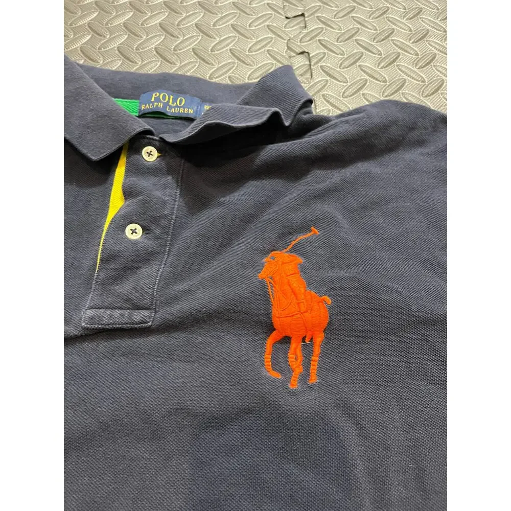 Polo Ralph Lauren Mens Polo Size 2XB Big Orange Pony Big 3 Navy‎ Green Yellow